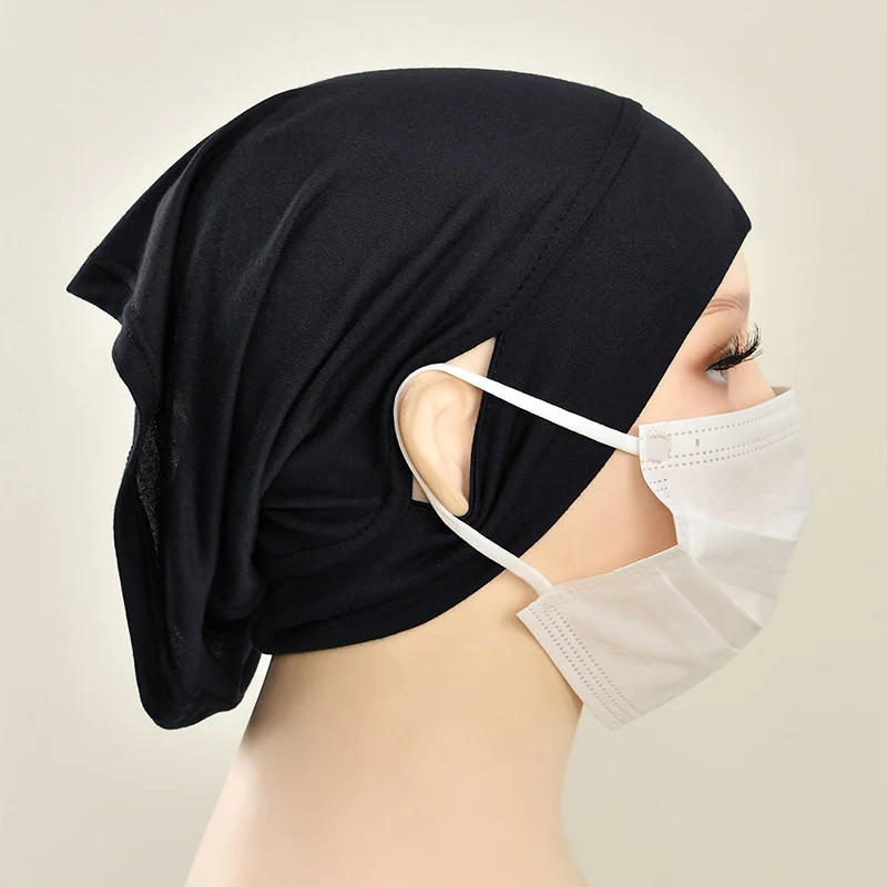 Jersey Cotton Muslim Women Under Hijab Cap With Ear Hole Inner Hijab Cap