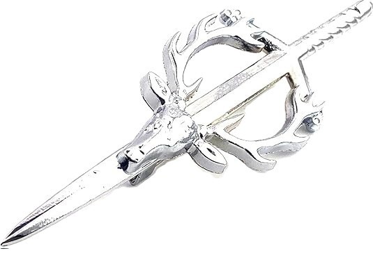 Stag Head Kilt Pin Highland Scottish Celtic Design Kilt Accessory 4″ Silver Pin