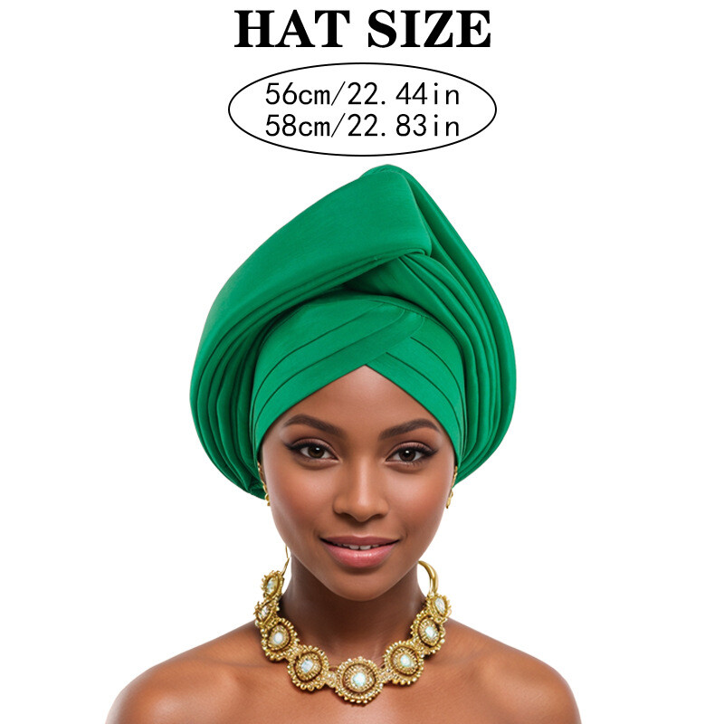 African Nigerian Women Head Wrap Hat Aso Oke Auto Gele Headtie Cap Islamic Hats