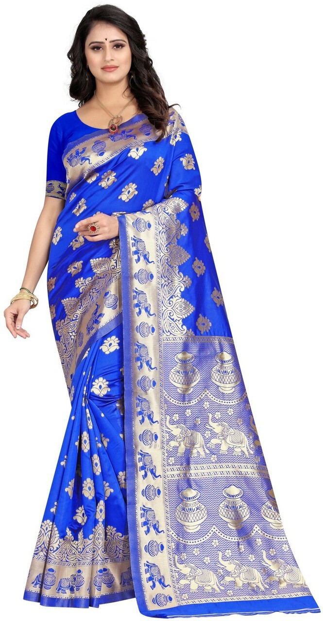 Woven Banarasi Silk Blend, Art Silk Saree