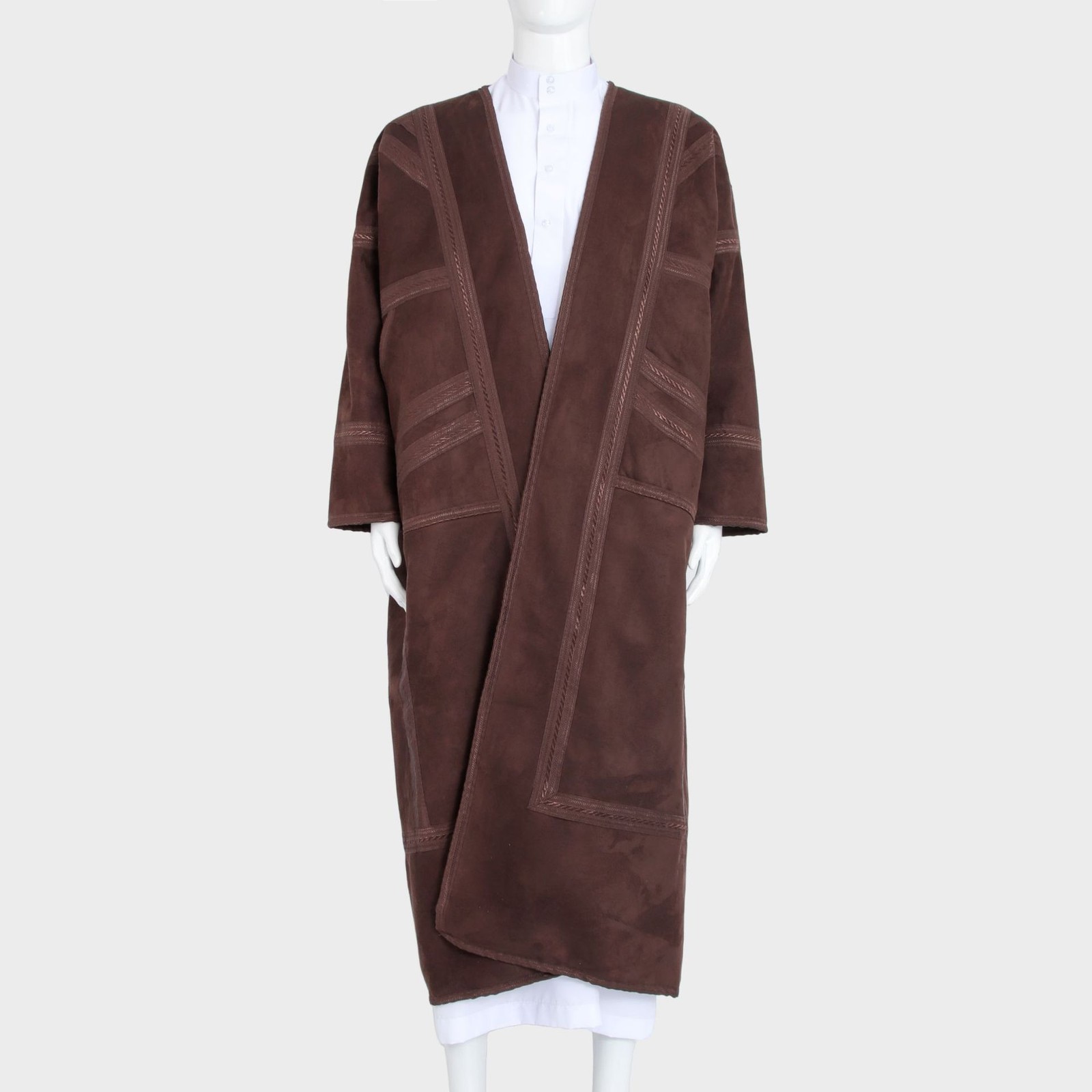 Arab Mens Winter Long Robe Saudi Suede Warm Thobe Dishdasha Thoub Prayer Kaftan
