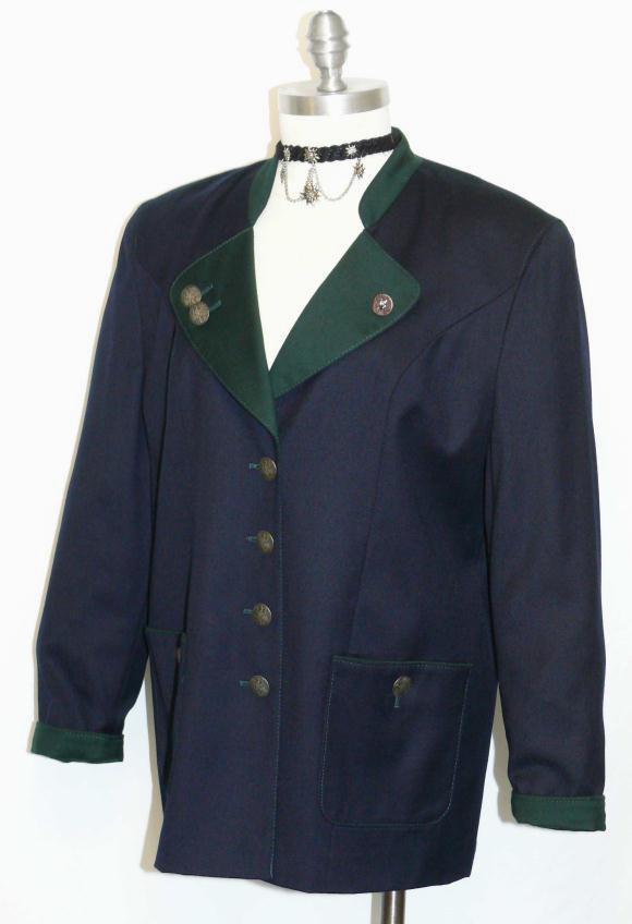 DARK BLUE WOOL JACKET Coat German Loden Designer Winter Suit 38 10 12 M B42″