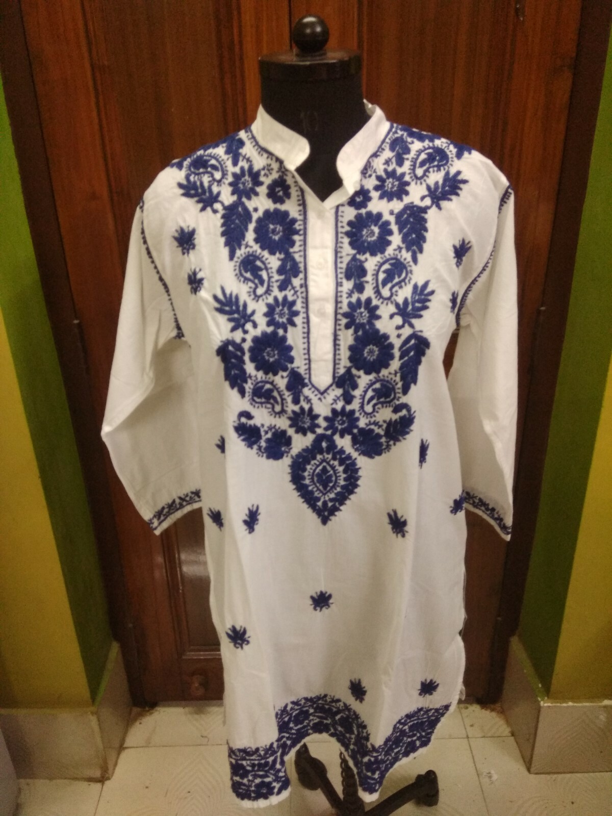 ELEGANCE XL 45″ ETHNIC HANDMADE 100% COTTON TOP KURTA KURTI CHIKAN EMBROIDERY