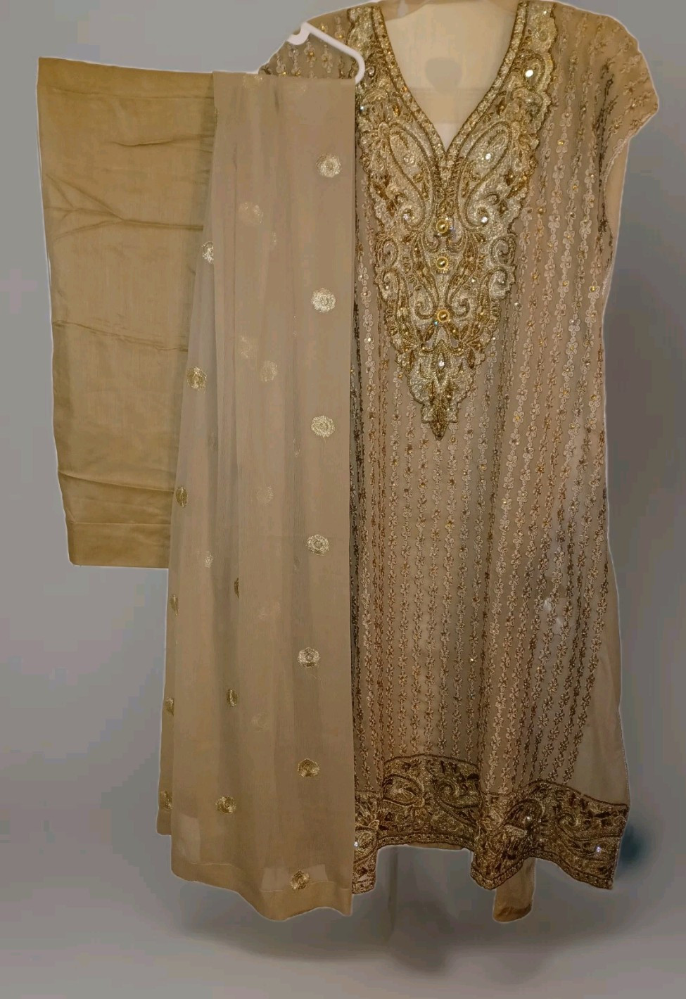 women indian pakistani salwar kameez pure chiffon 4pc Fully Embroidered unstitch