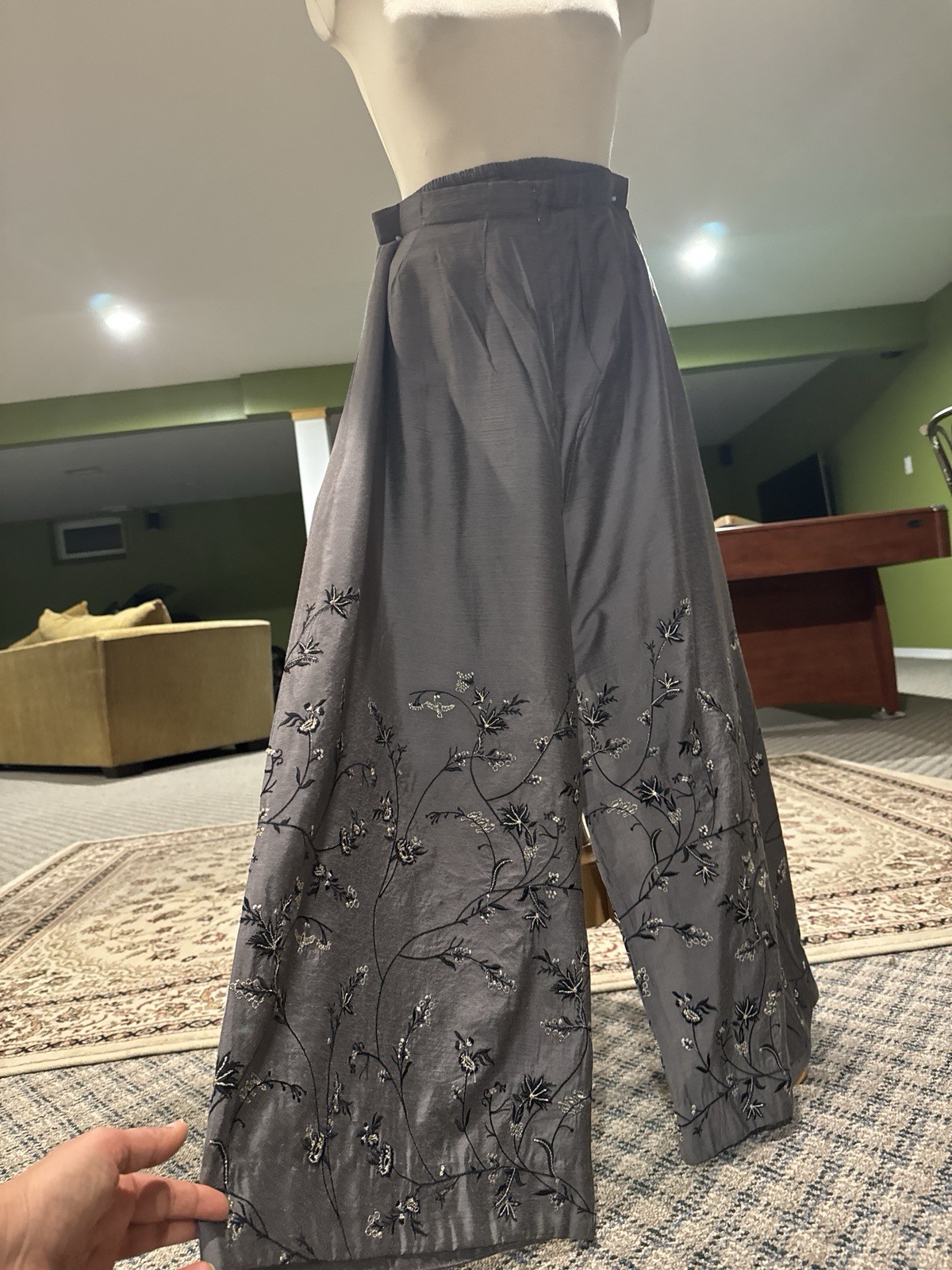 Pakistani Indian Designer Kameez Farshi Shalwar Pajama Pants Wide Leg Trouser XL