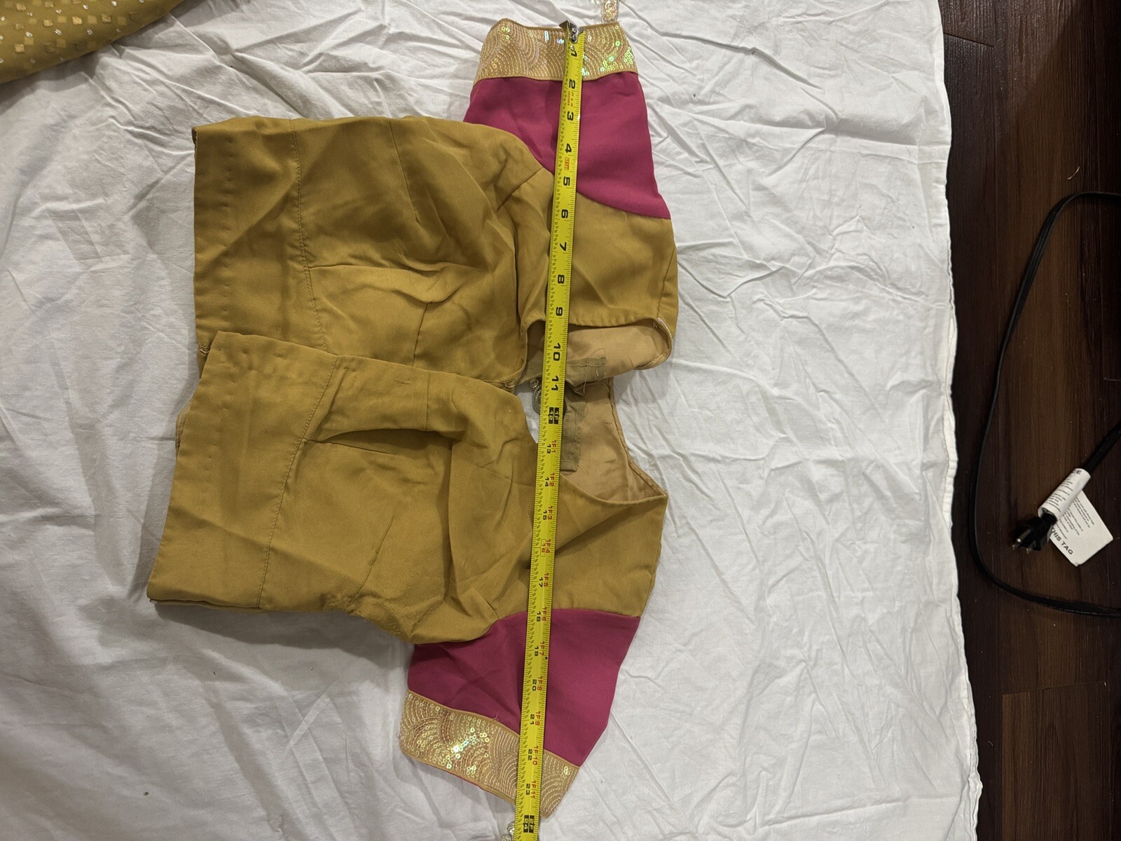 Indian/Pakistani Sari Set, Gold and Pink, Ethnic 44×208”