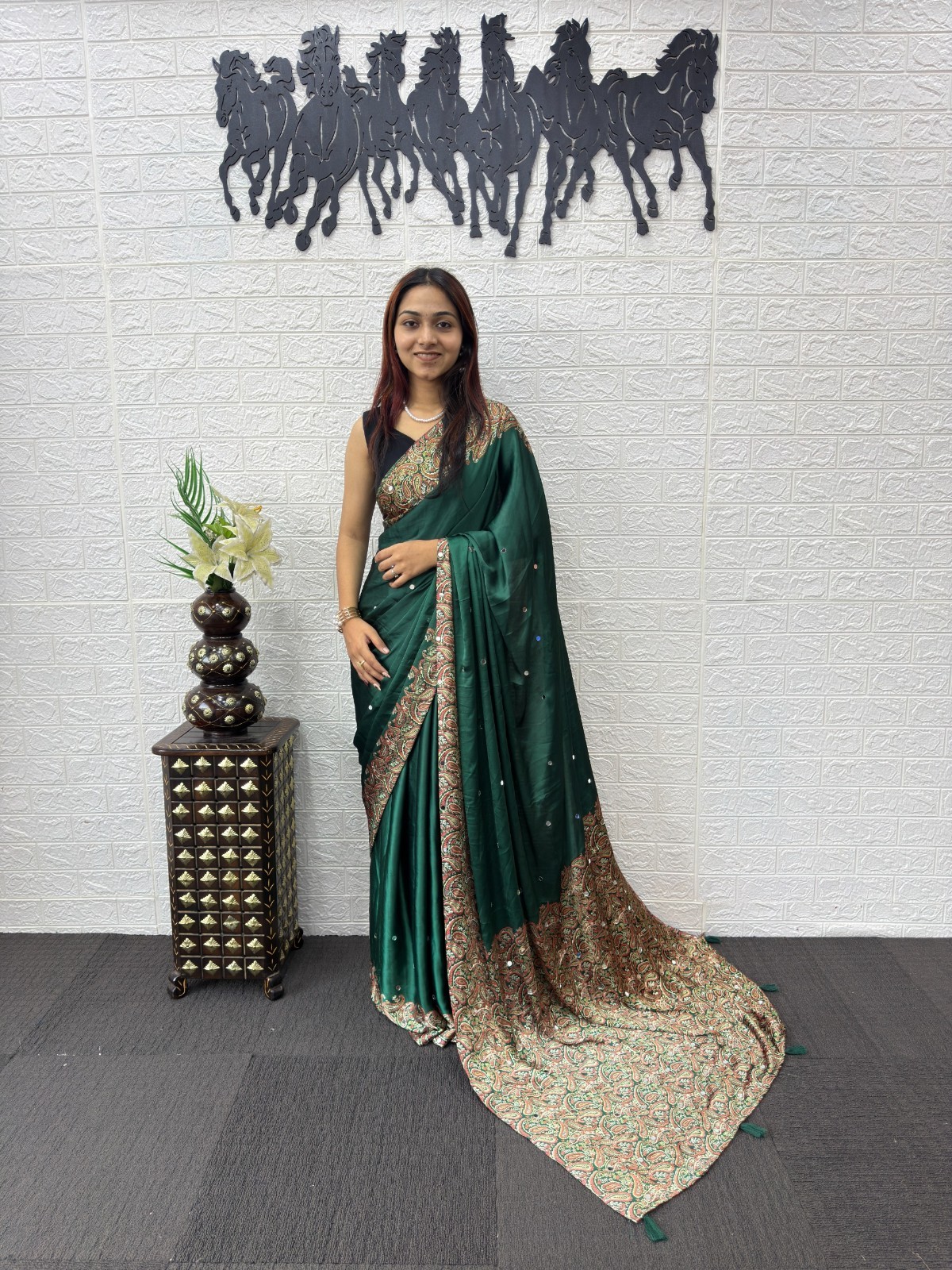 STEPNSHOP PREMIUM SAREE FESTIVAL WEAR WITH MIRROR WORK 22252