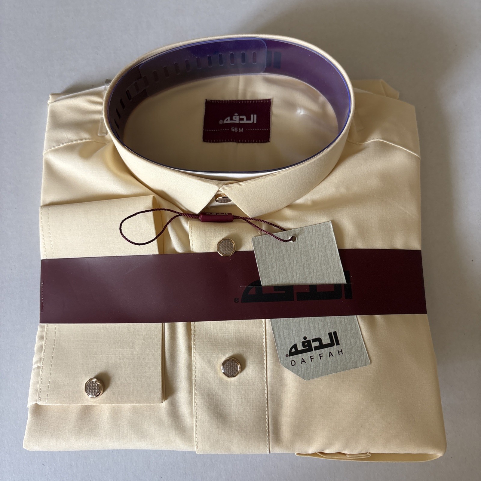 MEN Size 56M DAFFAH High Quality ALL SEASON Thobe CUFF SLEEVE SHIRT COLAR