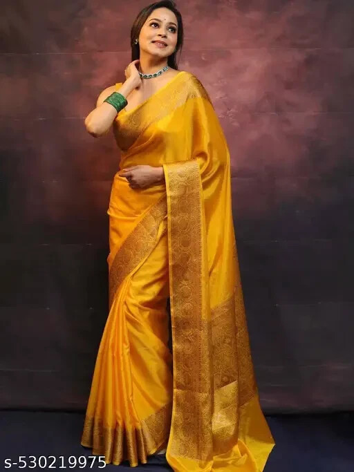 Designer Kanjeevaram Banarasi Silk Jacquard Saree With Unstiched Blouse
