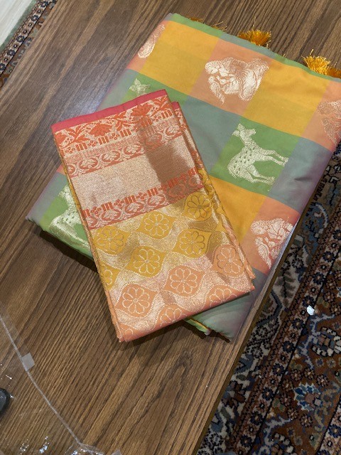 Festive Yellow & Green Saree