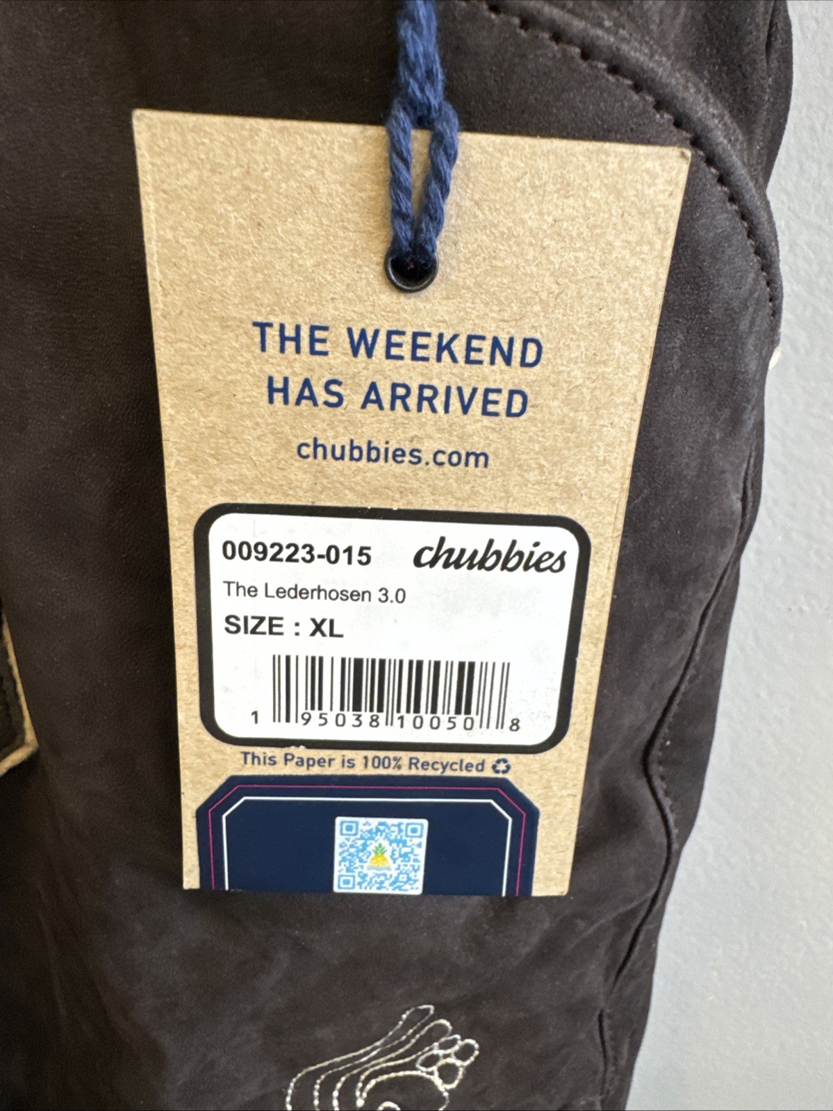NWT Chubbies Mens XL Lederhosen Brown Suede Lamb Leather German Oktoberfest