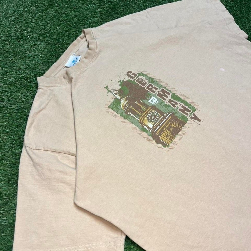 Y2K cream Germany center logo tee