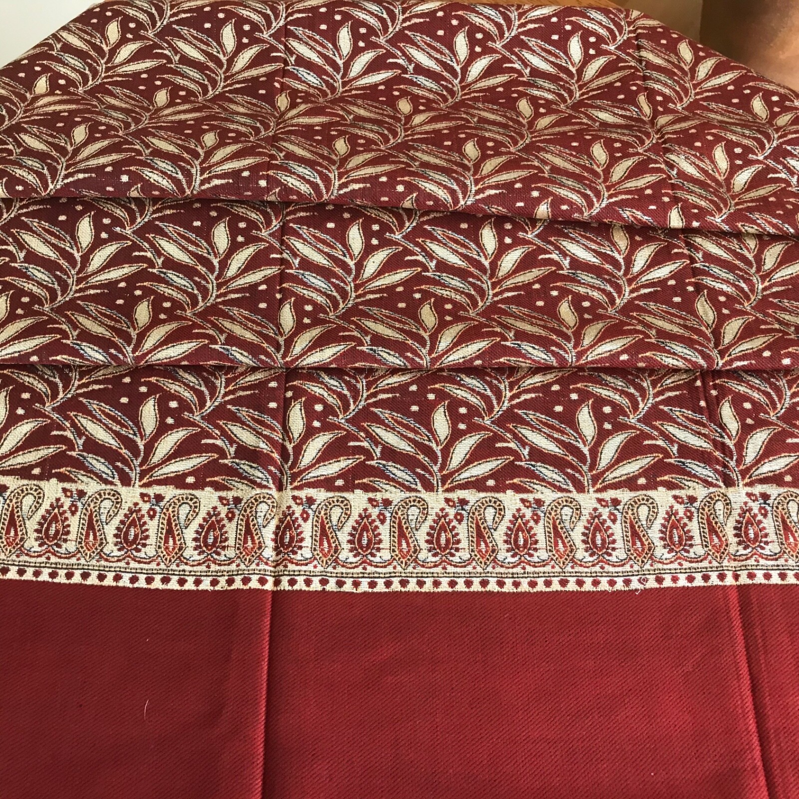 NEW Women’s Kashmiri Pashmina Indian Shawl Dark Copper/Metallic Gold 100″