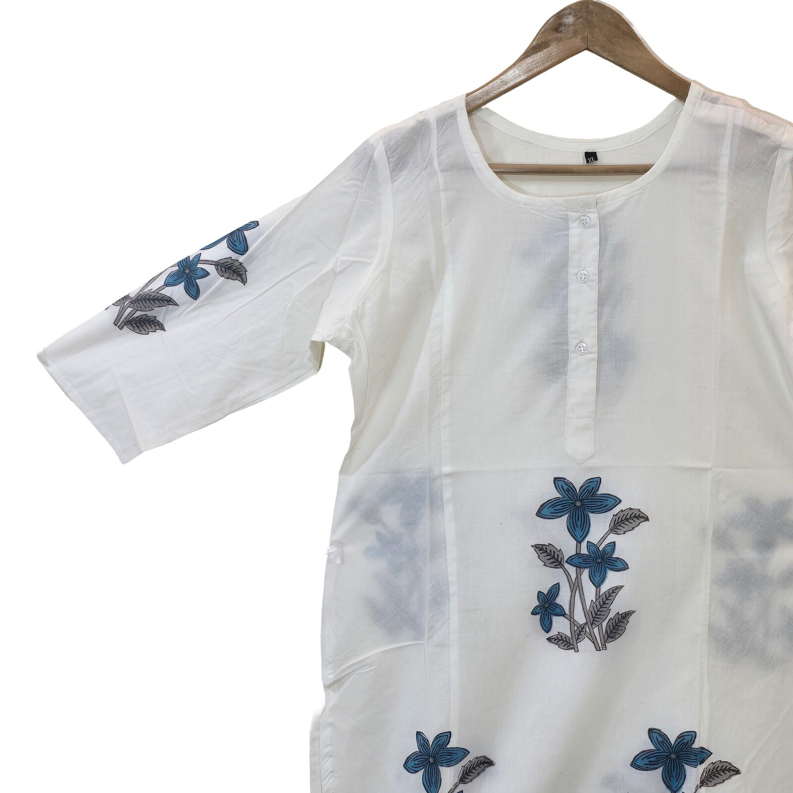 Hand Block Print Kurta S Indian Cotton For Women White Jaipuri Block Print Kurti