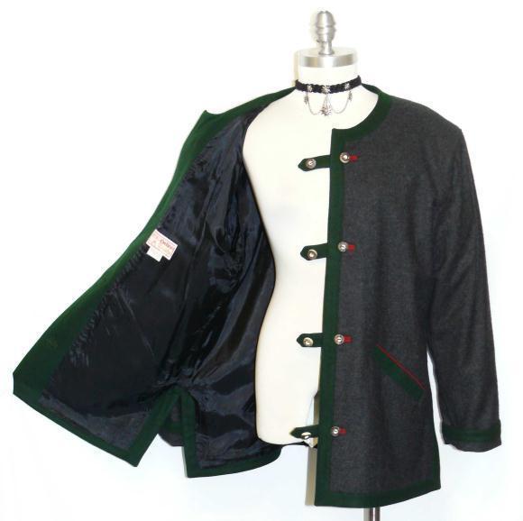 BLACK WOOL JACKET Coat AUSTRIA Women Hunting Equestrian Winter Dress 42 16 L B46
