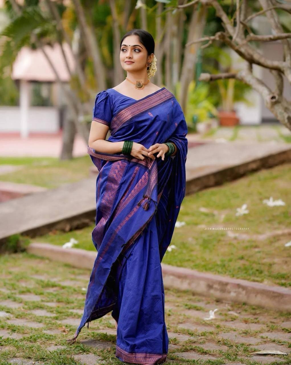 Indian Wedding Saree Blue Lichi Silk Rich Pallu Bollywood Saree with Blouse