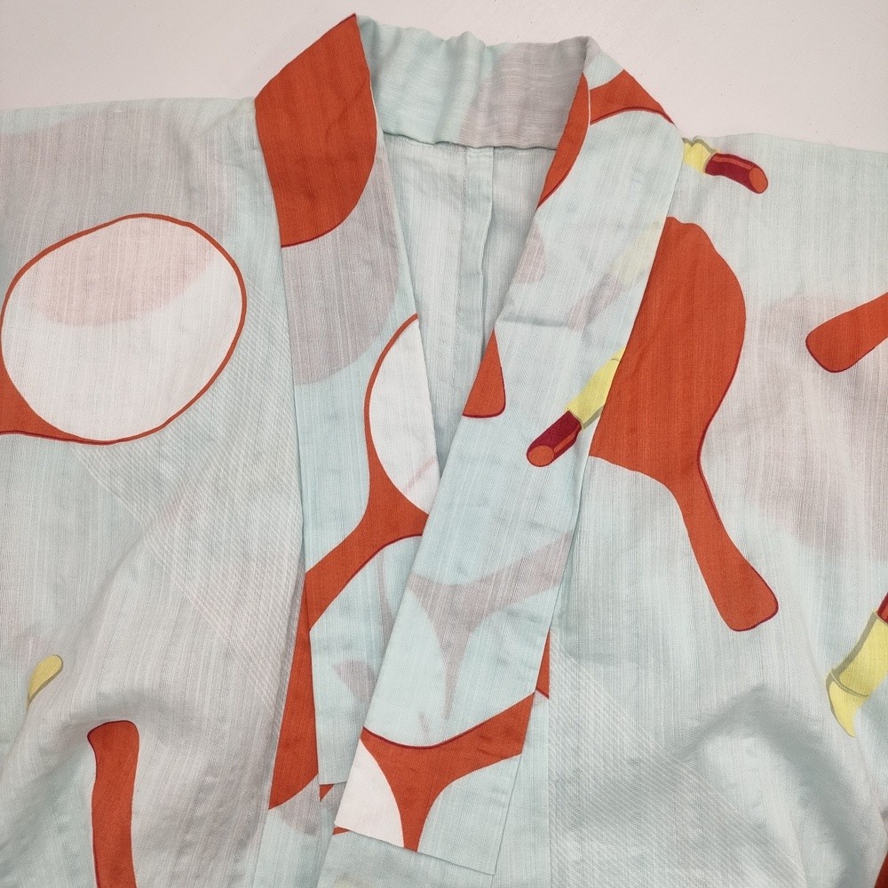 DOUBLE MAISON Hand mirror, lipstick, cotton, yukata Light blue orange 6-0620S△