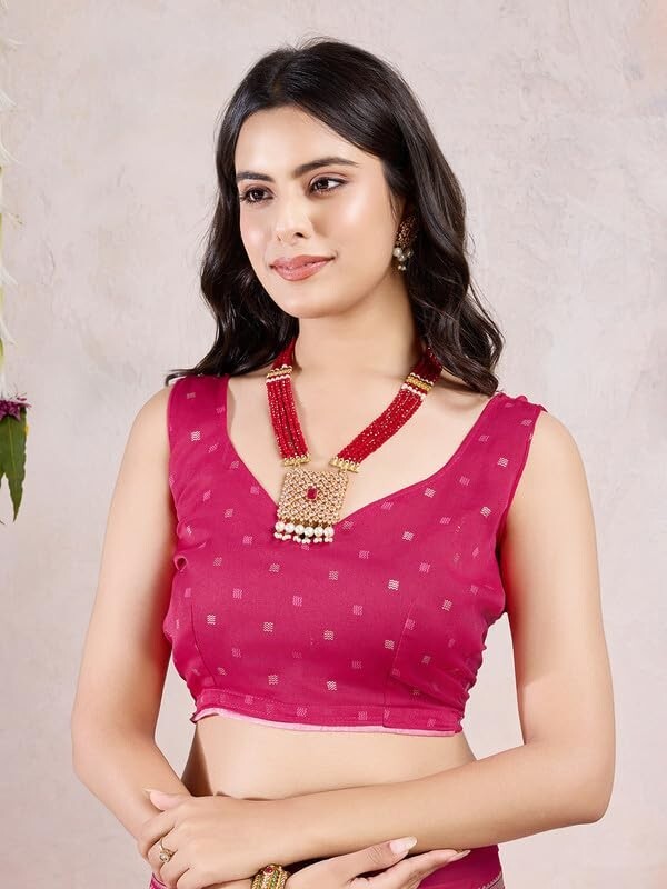 Women’s Poly Georgette Leheriya Printed Saree With Unstitched Blouse