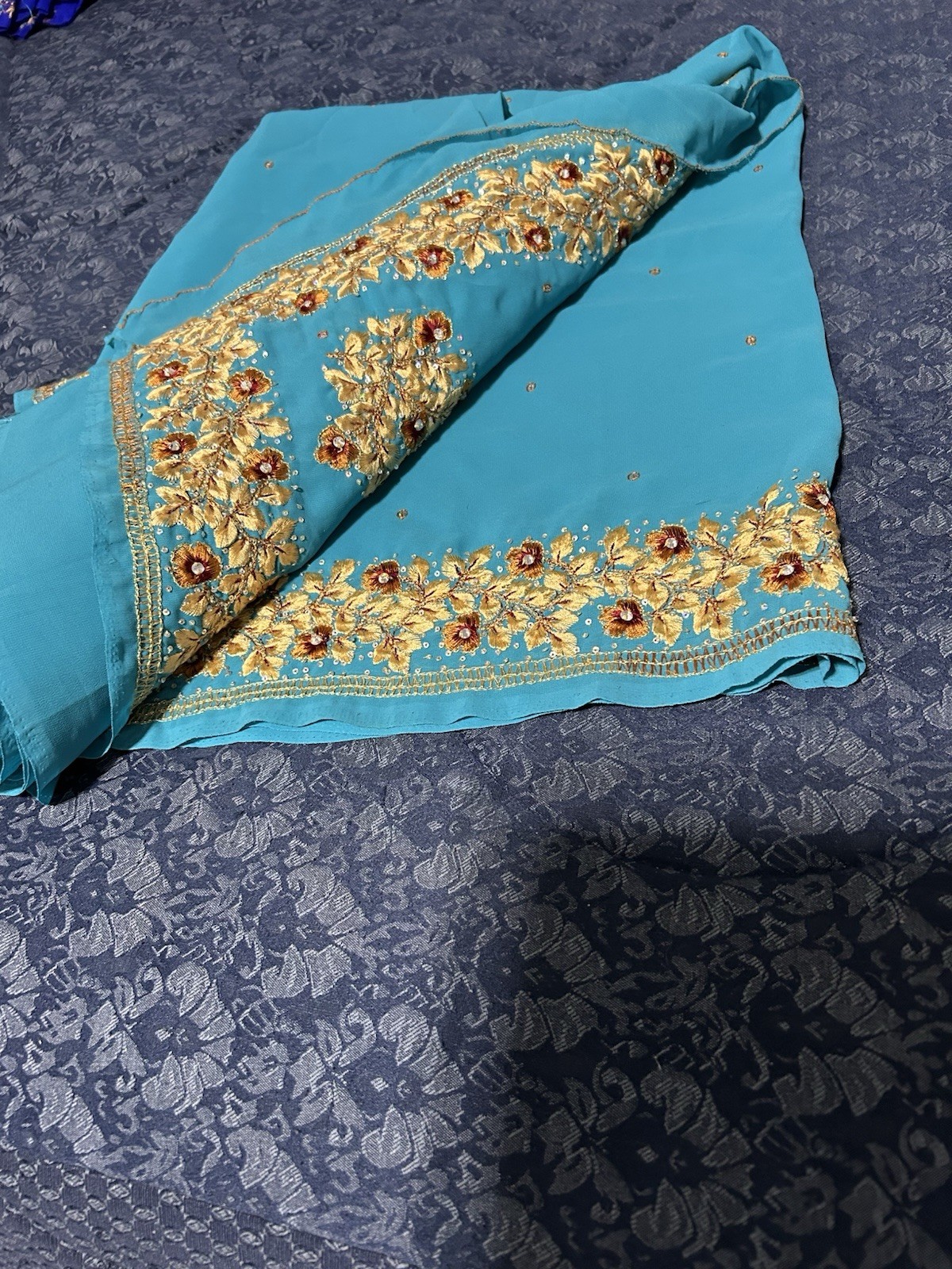 Indian Bollywood Chiffon Sari Georgette Silk Sequin Saree for Party Wear
