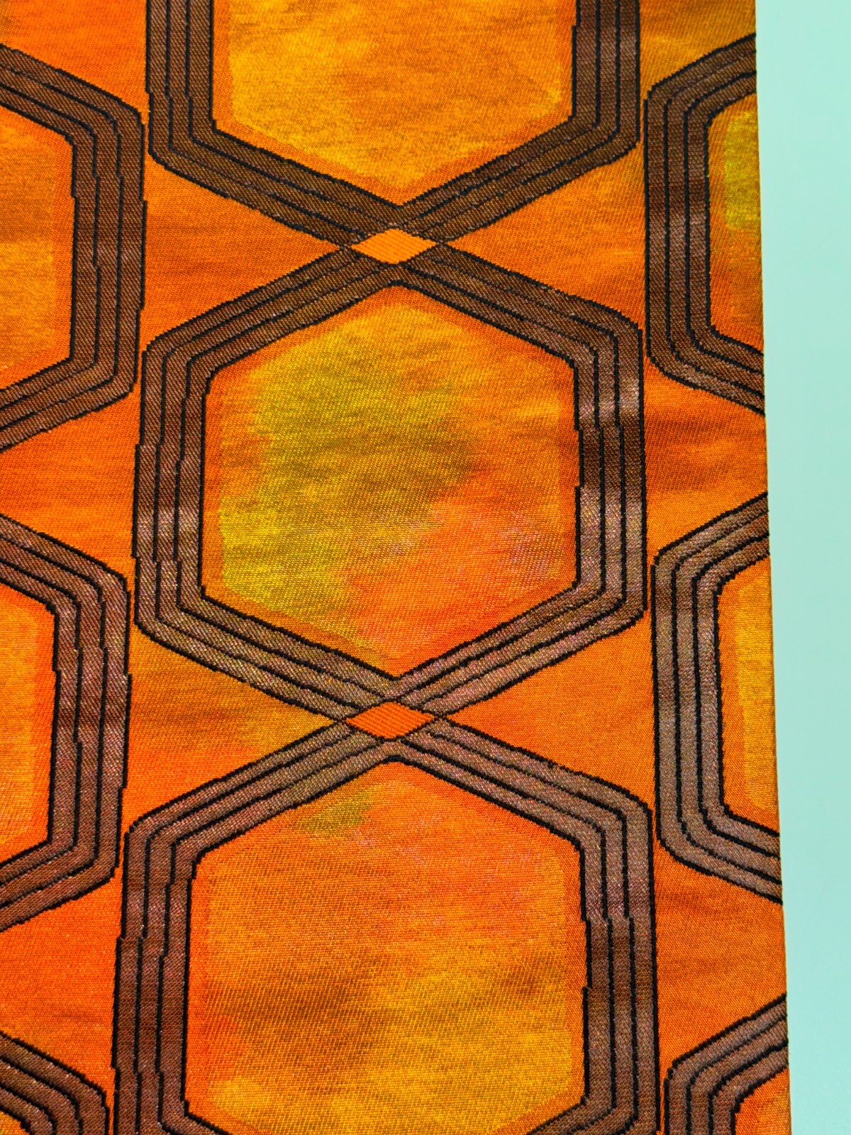Japanese Vintage Kimono Fukuro Obi silk Orange expensive tradition 170×12.2in