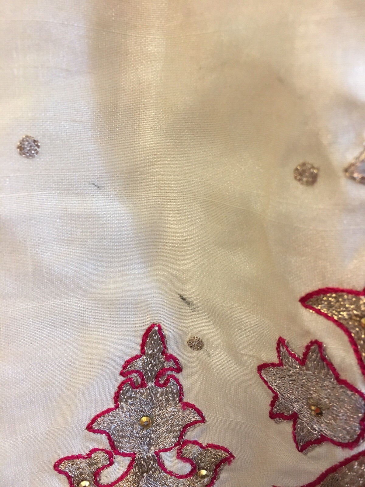 Pakistani Indian Kameez Cream Ivory and Pink Chiffon Wrap Beaded