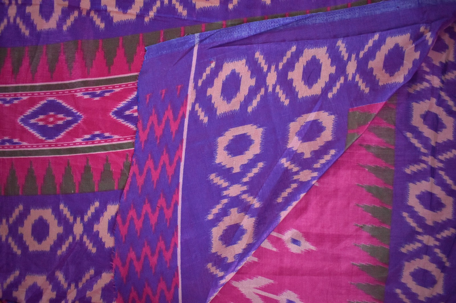 FNC Vintage Pink Sambalpuri Ikat Sarees Handwoven Art Silk Sari Fabric Antique