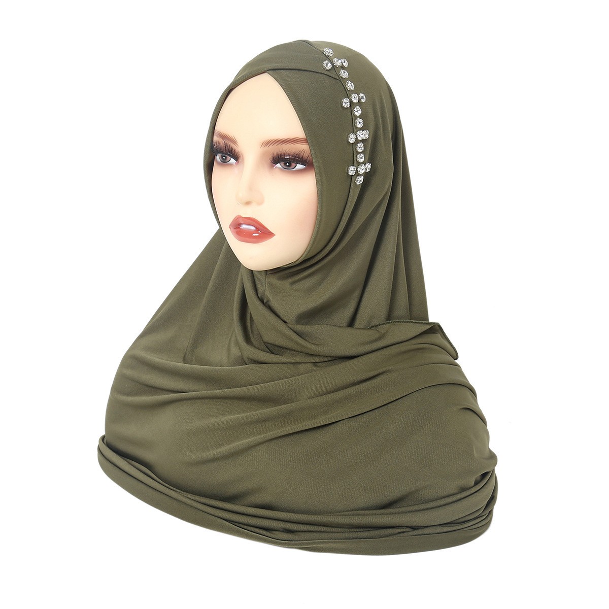 Muslim Women Hijabs Fashion Rhinestones Instant Head Wrap Long Scarf Shayla