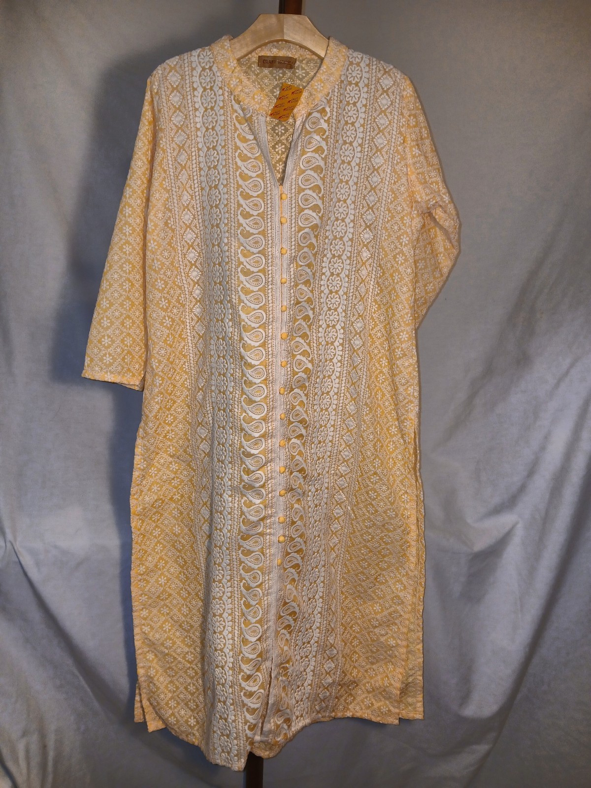 Craft House Womens Yellow Cotton Kurta/Kurti Lace Fabric Size M MPN CT-04