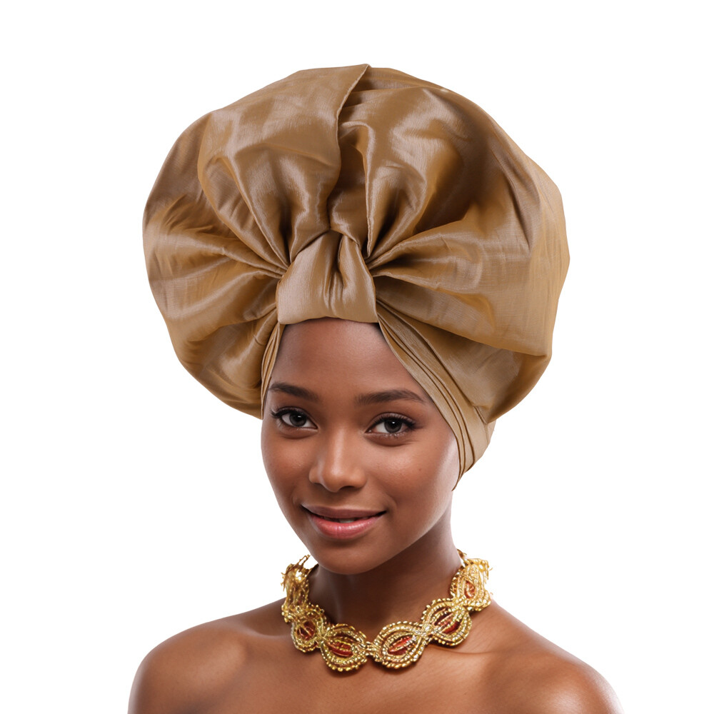 Nigerian Auto Gele Headtie African Women Head Wrap Turban Wedding Headwear Cap