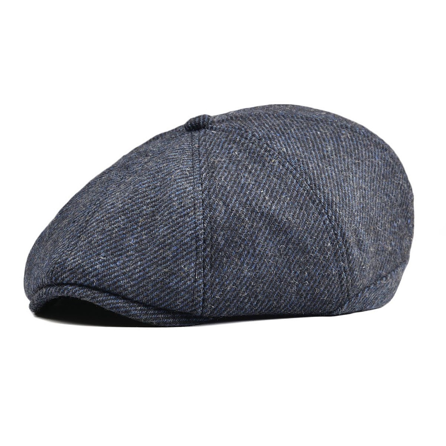 VOBOOM Men Wool Blend 8 Panel Newsboy Cap Herringbone Cabbie Flat Tweed Hat