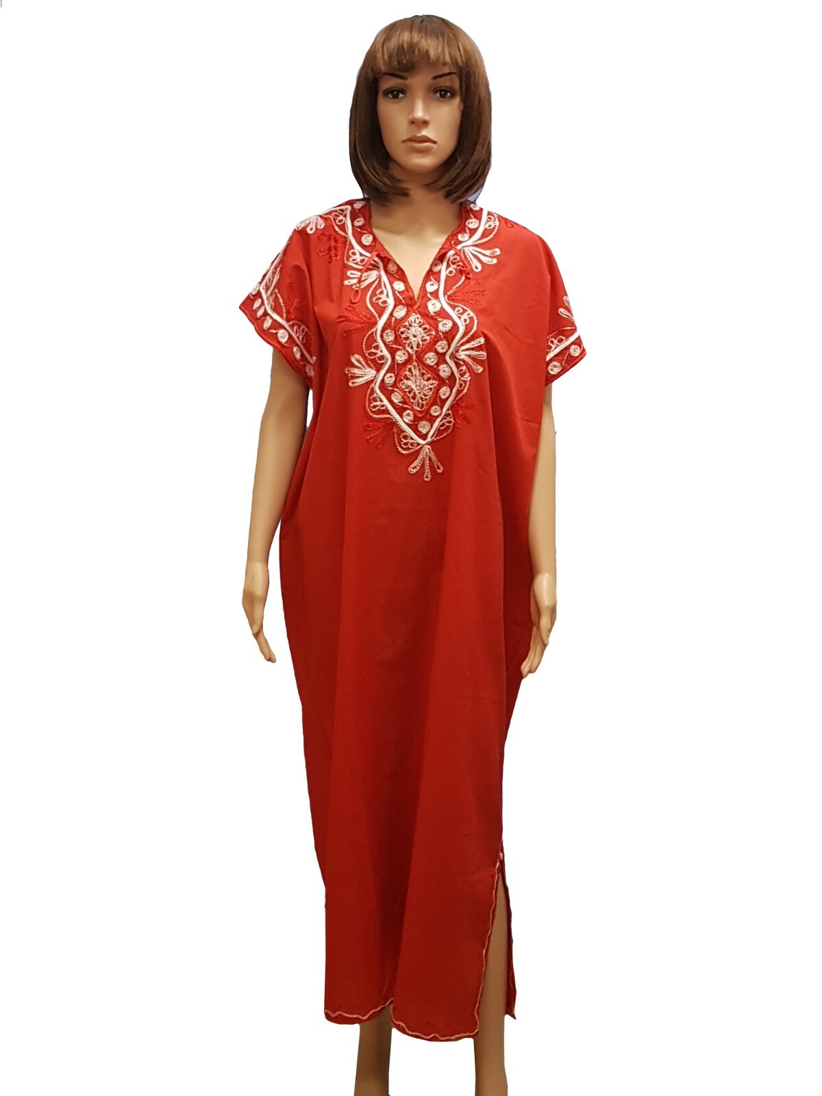 Moroccan Islamic Women African Kaftan Beach Cover Pool Casual Long Dress Red XL
