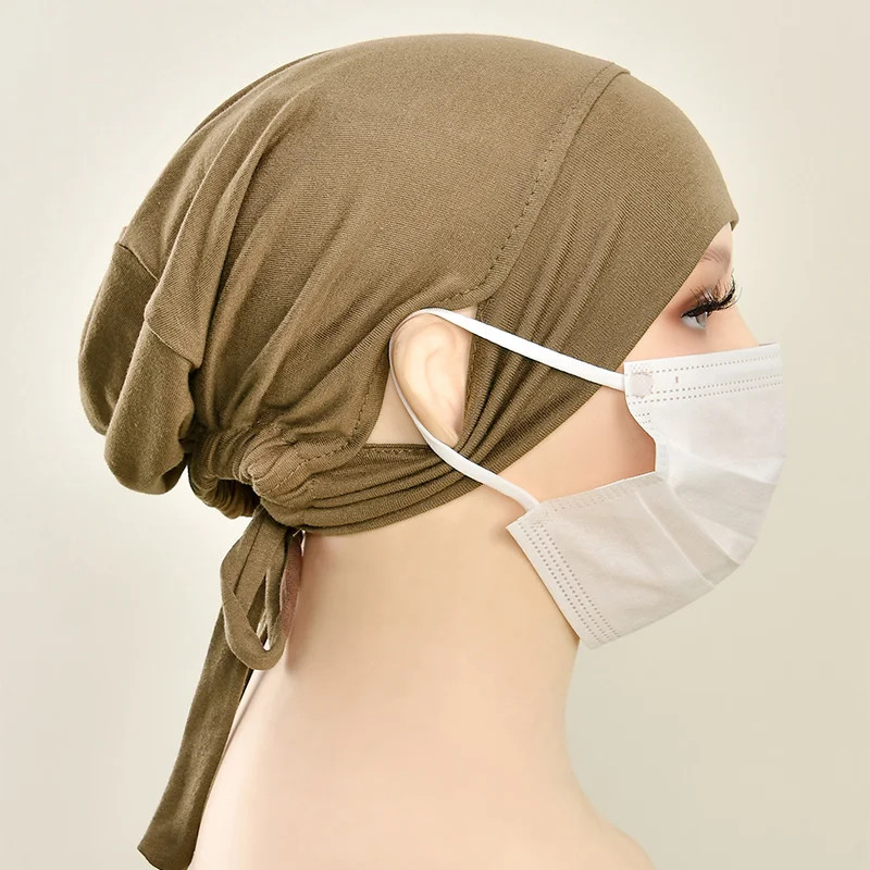 Jersey Cotton Muslim Women Under Hijab Cap With Ear Hole Inner Hijab Cap