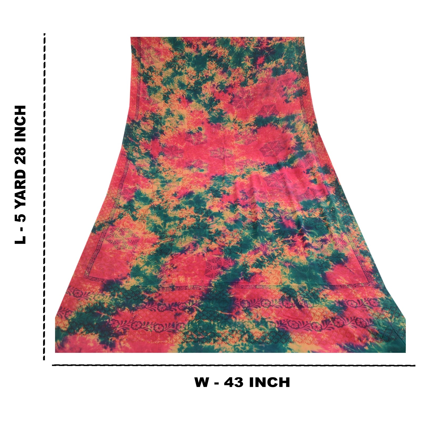 Sanskriti Vintage Tie-Dye Hot Pink Sarees Pure Georgette Silk Sari Craft Fabric