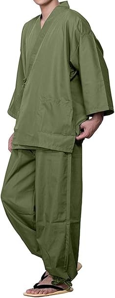 KYOETSU Japanese SAMUE Men’s Traditional work Kimono wear Cotton Green