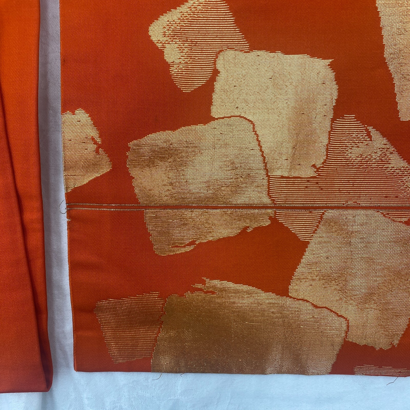 Japanese Vintage Kimono Nagoya Obi Silk Orange Traditional Authentic 131x 12 in
