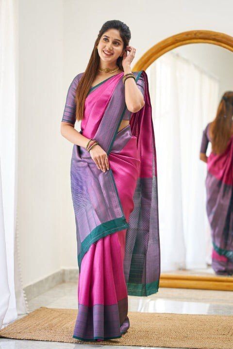 Designer Sari Bollywood Bridal Silk Saree Blouse South Indian Party Wear Saree
