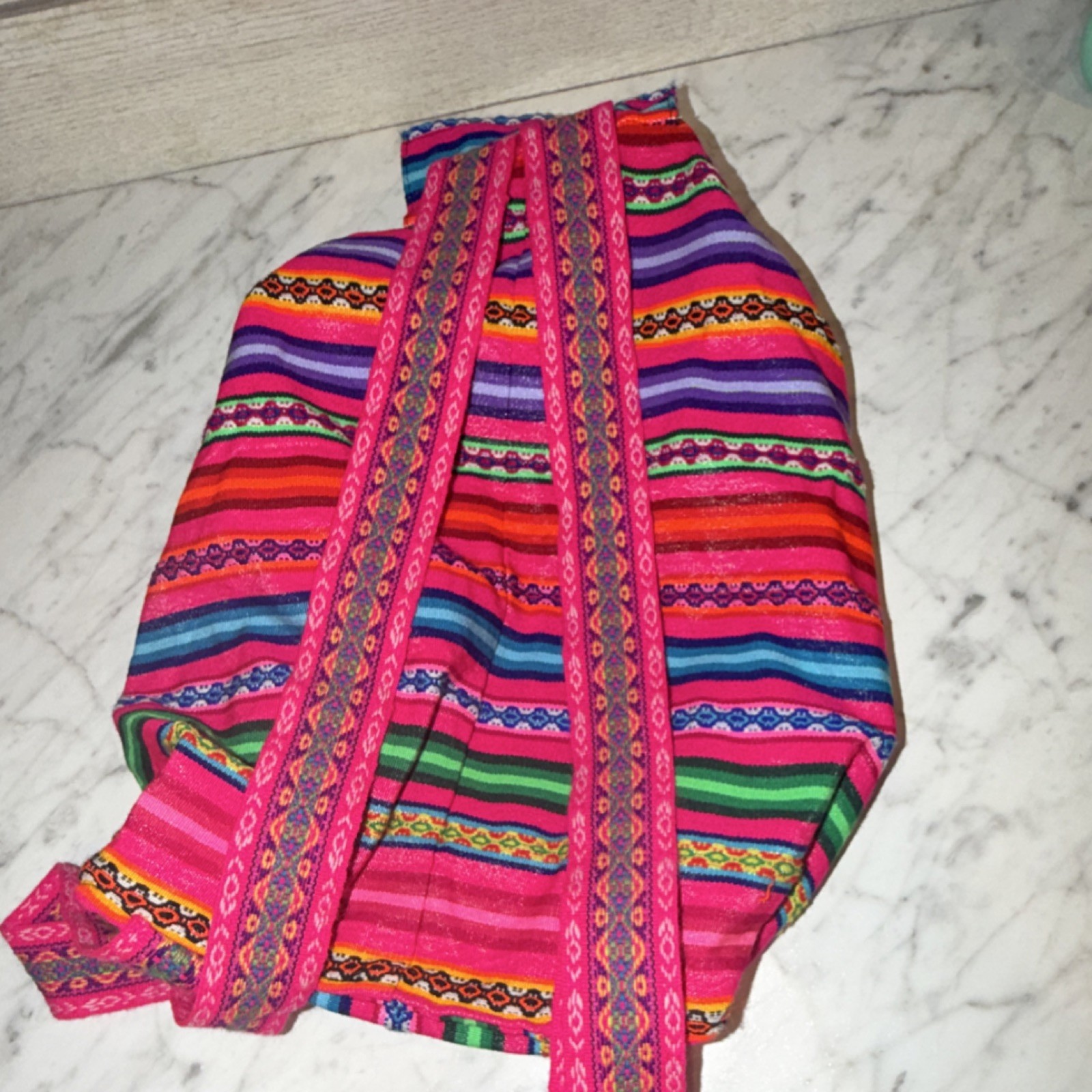 Colorful Latin American Patterned Cotton Backpack Multi-Color Unisex Adult