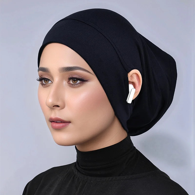 Jersey Cotton Muslim Women Under Hijab Cap With Ear Hole Inner Hijab Cap