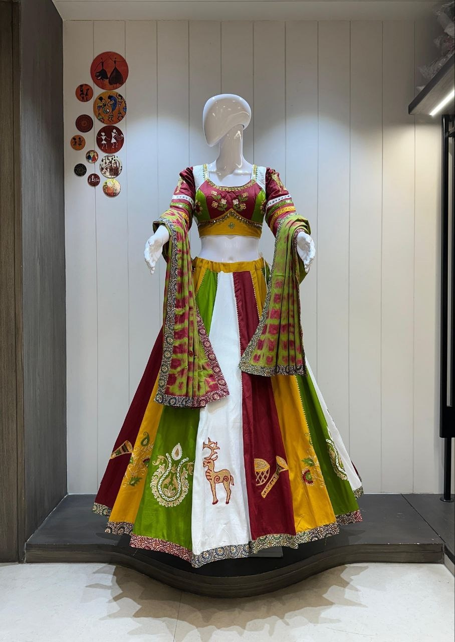 New Navratri trending yellow Heavy Gamthi Work With Gota patti By Aadat export