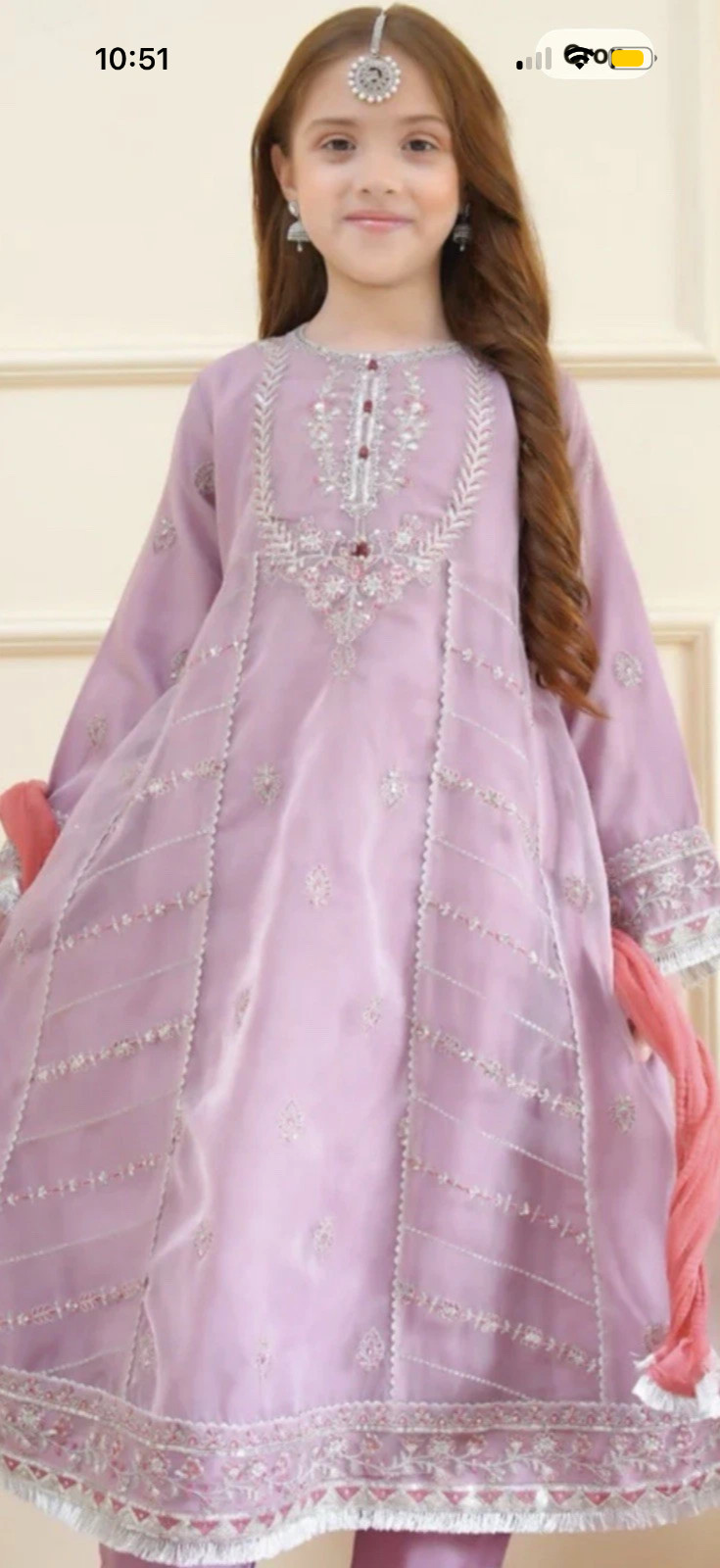 Pakistani Girls Eid Collection Kids Shalwar Kameez Dupatta Pishwas Size 9/10