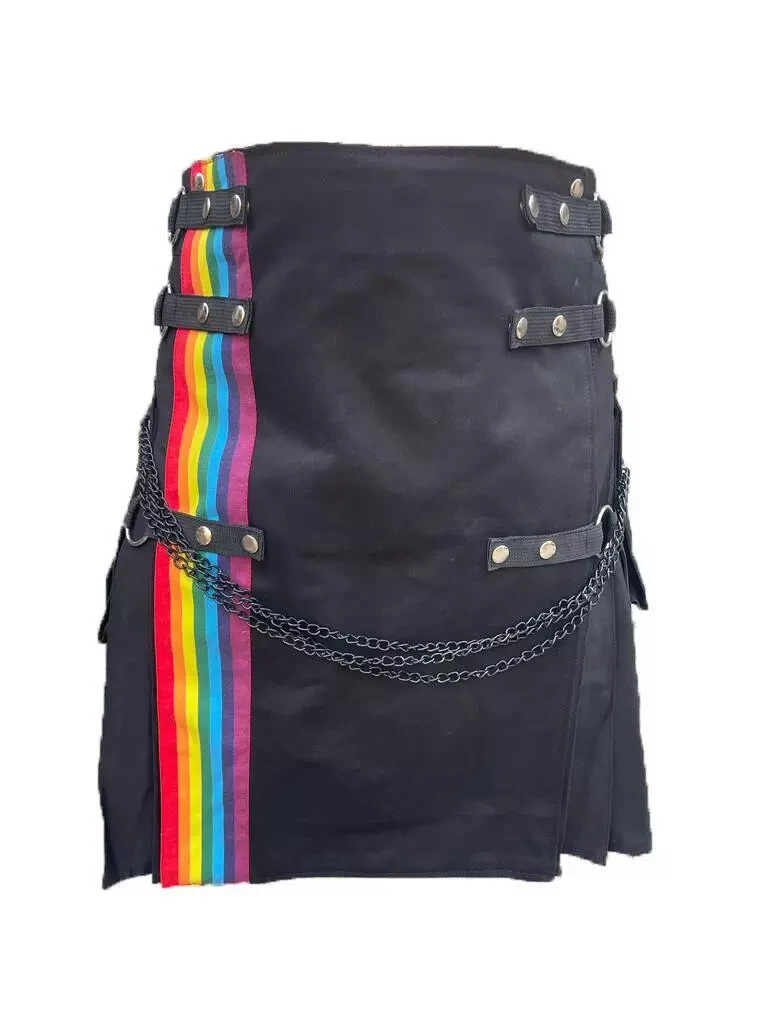 New Rainbow Kilt Hybrid Utility Cotton Kilt for Gay and Men