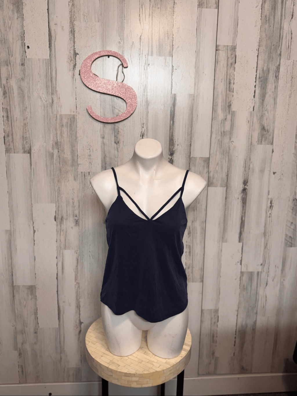Haute Monde Blue Blouse Cami Small | Flowy Sleeveless Adjustable Strap Top