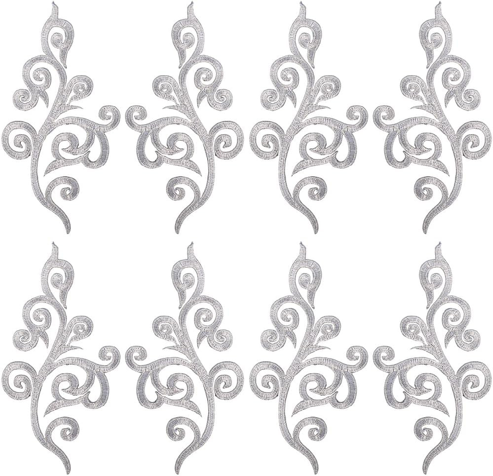 10PCS Embroidered Fancy Baroque Applique Metallic Floral Boho Ethnic Style Sew I
