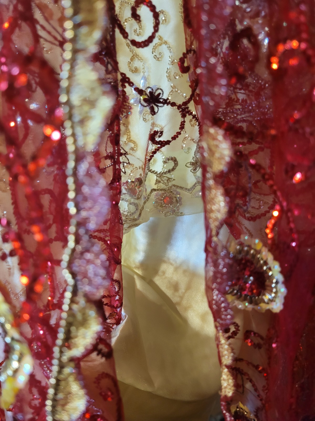 Handmade Lehenga Skirt Burgandy Yellow Gold Embroidery Indian Wedding Whimisical