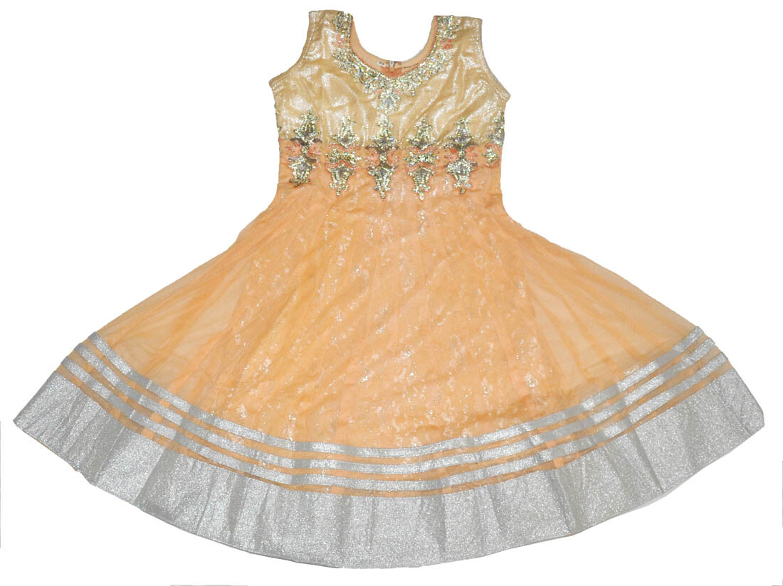 Girls’ Designer Salwar Kameez Indian Party Dress Clothing Deluxe Peach
