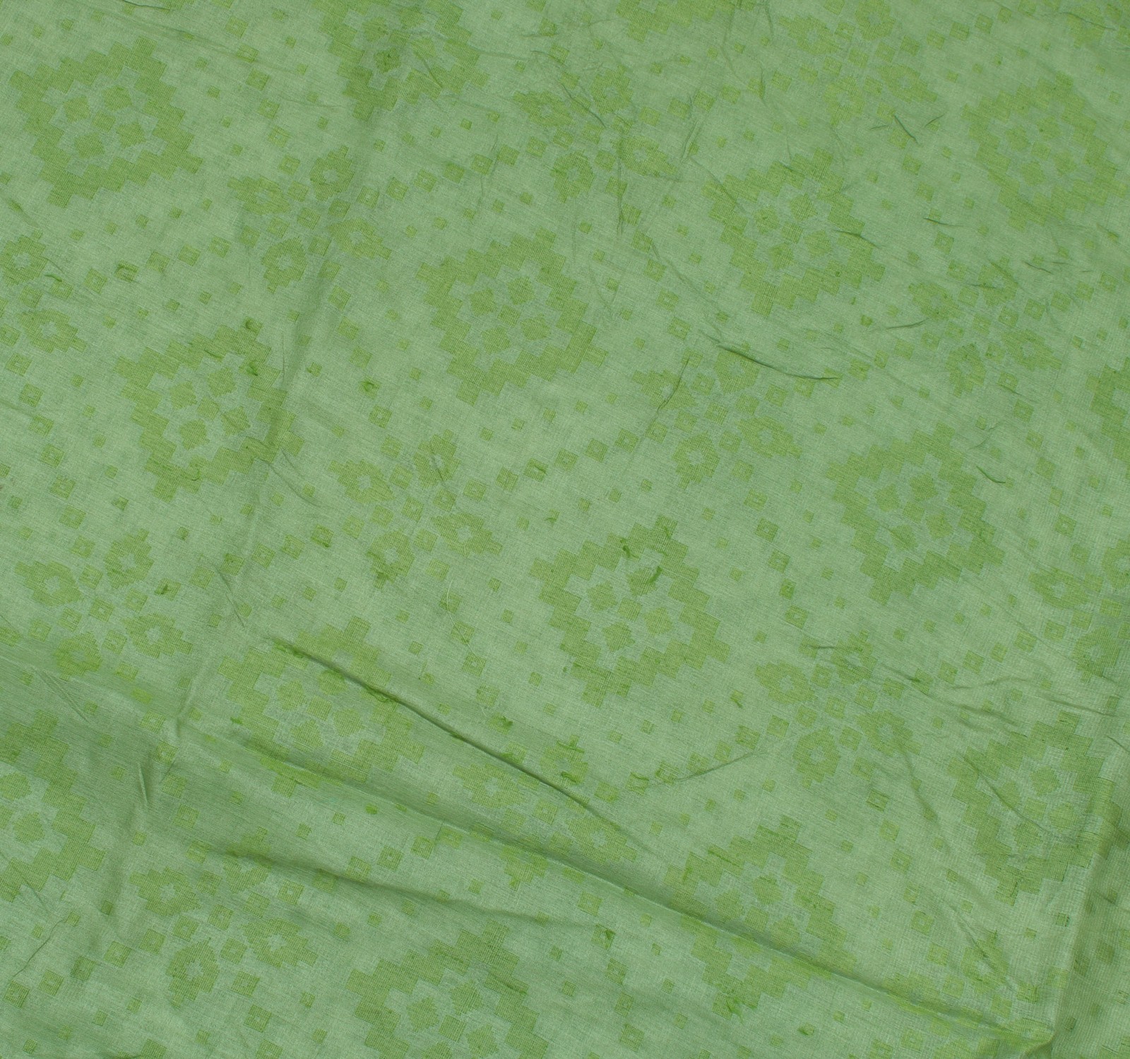 Sushila Vintage Green Saree Pure Tussar Silk Woven Abstract Sari 5 Yard Craft Fa