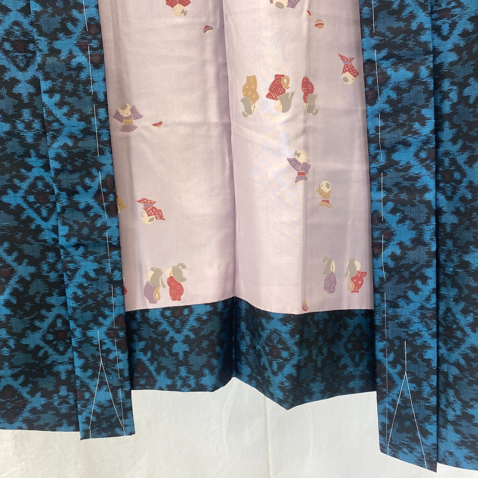 Japanese Vintage Kimono Haori Jacket Silk Blue Oshima Traditional Authentic 33in