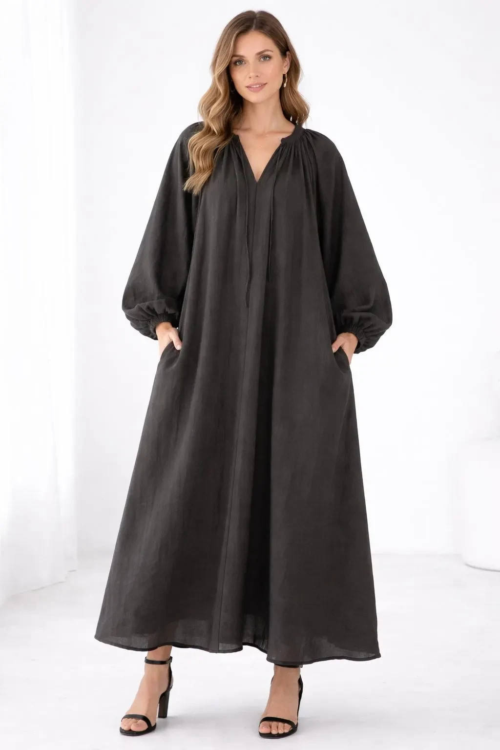 Women’s Cotton Comfort Fit Maxi Abaya Dress with Pockets – Everyday Modest Wear
