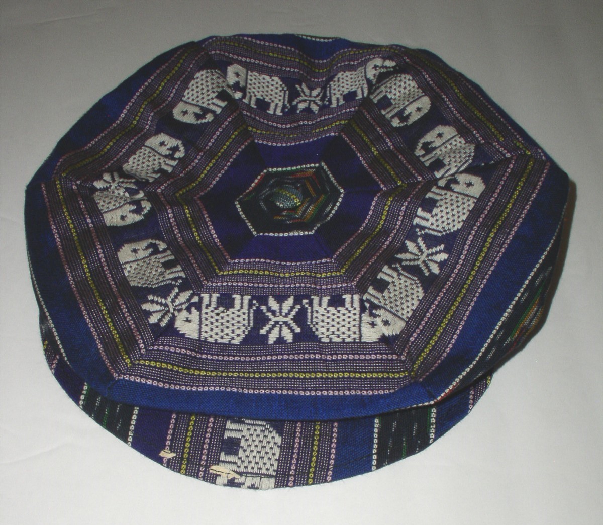 Thai Silk Thailand Elephant Tam Hat Cap Tribal Urban Ethnic Soft Beret W/Bill *