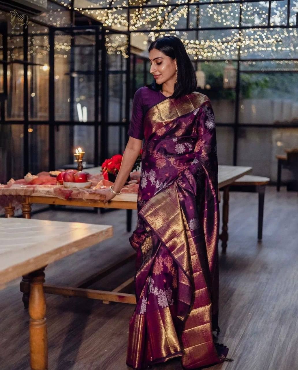 Saree Jacquard Indian Weaving Designer Sari for Wedding Party Bollywood Sana Sil